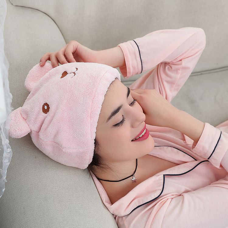 Strong water speed dry hair hat woman thickened bath hat dry towel wipe hair dryhair towel cover cute