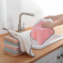 Hanging coral velvet towel kitchen cleaning towel non-hair absorbent rag dish cloth cleaning cloth