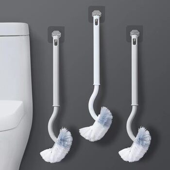 Bathroom supplies wall-mounted cleaning brush, durable toilet brush, household brush with no dead ends, soft-bristled long-handled toilet brush