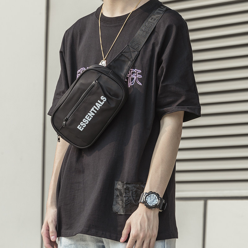 Japanese trendy brand multifunctional men's waist bag trend letter printing chest bag casual sports cycling bag Korean version of the shoulder bag