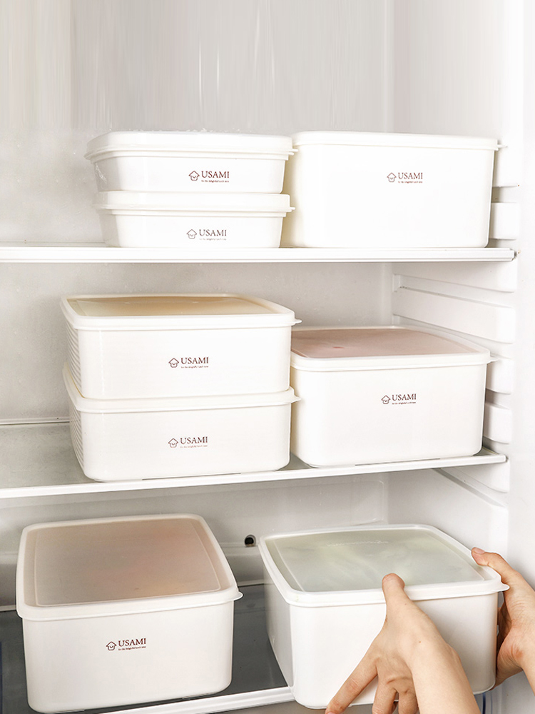 Japanese household refrigerator fresh-keeping box Large capacity kitchen miscellaneous grain storage box Transparent with lid fruit and vegetable storage box Large