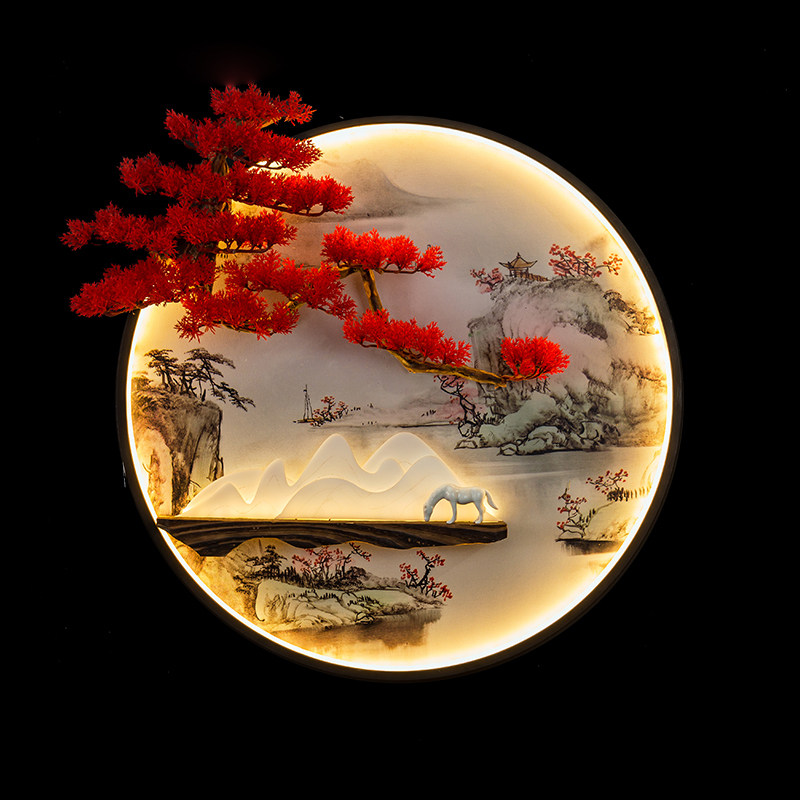 New Chinese pendant round wall decoration Xuanguan Living room bedroom sofa TV background wall wall-mounted iron art wall decoration