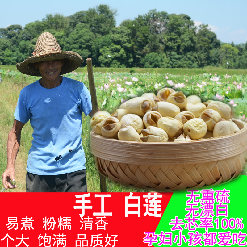 2021 Fresh Guangchang Lotus Seeds Dry Goods to Core Farmwork Handmade with white lotus seed powder glutinous new lotus rice 500g