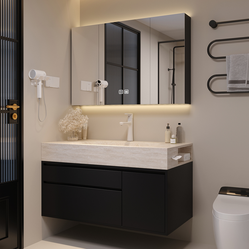 Modern Minimalist Slate Hot-Bent Integrated Basin Bathroom Cabinet Combination Travertine Wall-Mounted Toilet Washbasin Vanity Modern Minimalist Slate Hot-Bent Integrated Basin Bathroom Cabinet Combination Travertine Wall-Mounted Toilet Washbasin Vanity