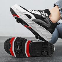 Summer new heelys shoes for boys small four-wheel invisible pulleys student pulley shoes womens walking childrens deformed shoes