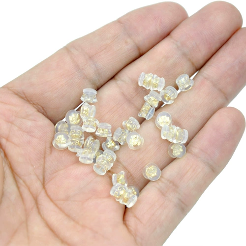 Силиконовые прозрачные металлические пластиковые серебряные серьги, золото 750 пробы