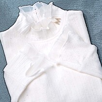 High neck lace lace lace base shirt stretch slim top with warm autumn and winter New flared sleeves