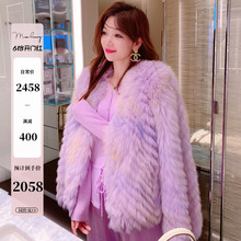 Luxury Miss Van Gogh Art Italian Craft Imported Fox Hair Winter Fur Coat for Young Women