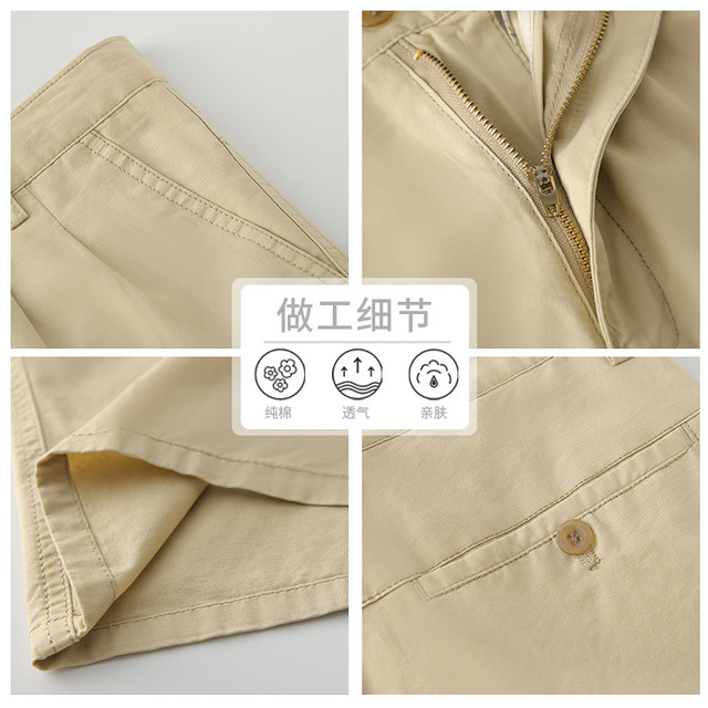 Suit shorts for men, pure cotton trousers for middle-aged and elderly people, loose casual mid-pants, summer dad trousers