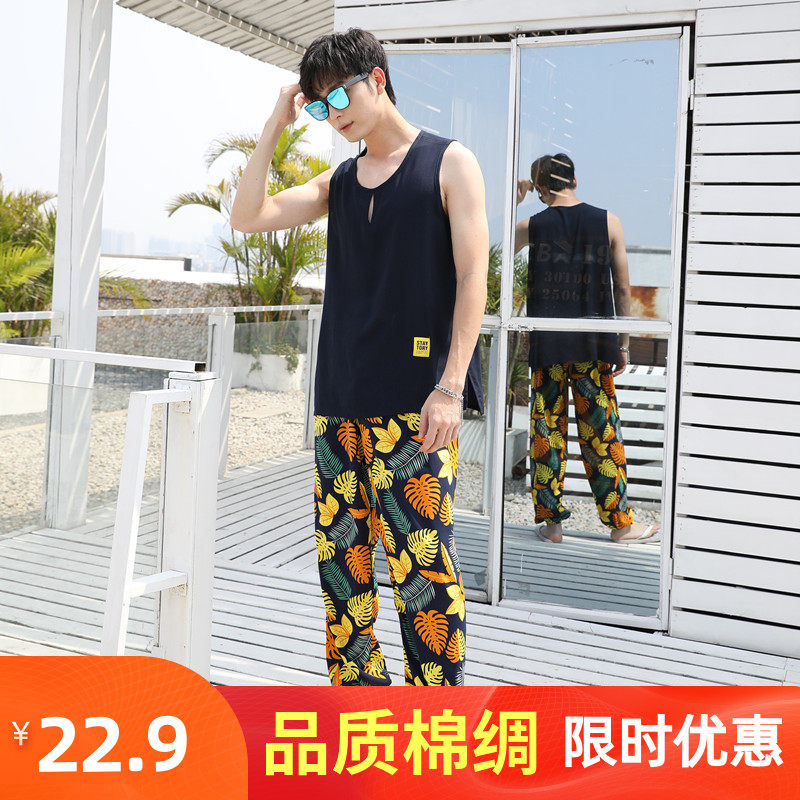 Spring and summer day lovers Mianlin sleeping pants trousers Long pants ultra-thin loose large size for men and women made cotton all-pure cotton silk home pants