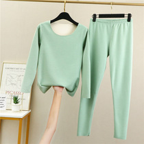 Autumn Winter AB Face Duvet No-Mark Warm Underwear Suit Beauty Body Big Code Autumn Clothes Lady Mid Thick Red Light Green