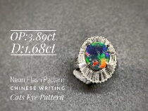 Opal Island Collection Grade Australian Lightning Ridge Black Opal Text Color Cat Scratch Pattern Cat Eye Effect Rare Color Ring