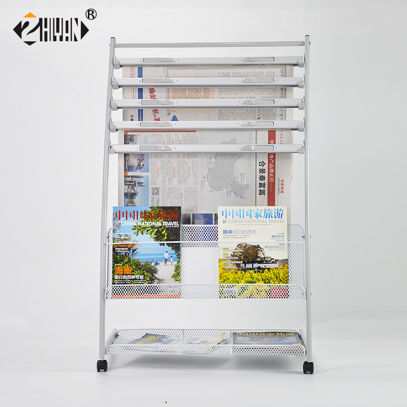 Zhiyan 221-5 magazine rack Book and newspaper display shelf Floor-to-ceiling wrought iron multi-layer custom newspaper storage rack