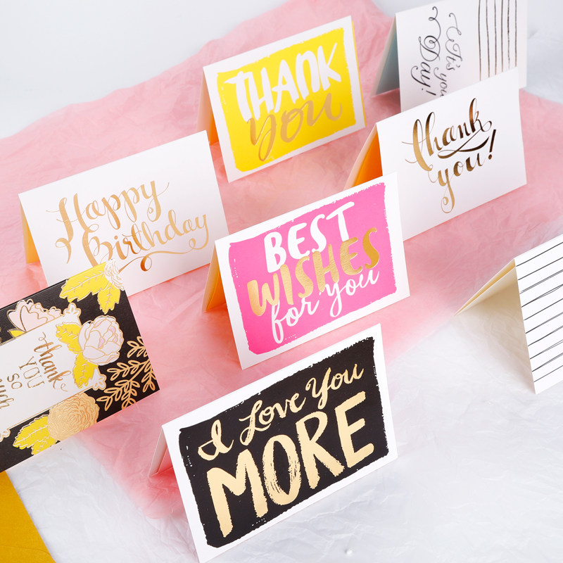 Universal Money Creative Hot Gold Birthday Greeting Card Blank Mini Blessings Card Thanks Card Message Card With Envelope