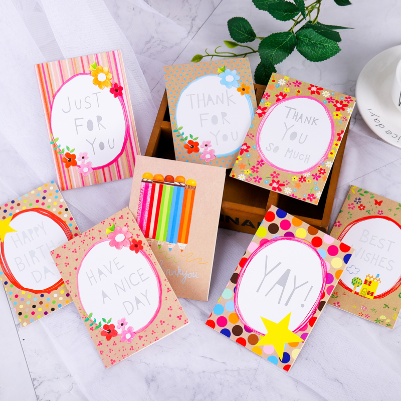 Greeting Cards Universal Message Card Birthday Blessings Small Card Upscale Bronzing Korea Creative Mini Thank You Card With Envelope