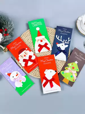 New bow Christmas greeting card cartoon Korean with envelope creative cute small card blessing card message card