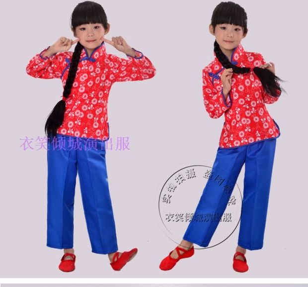 Làng mới dì trẻ em nhỏ mận sắt biểu diễn sân khấu biểu diễn Bắc Kinh Opera biểu diễn đèn đỏ Li Tiemei biểu diễn quần áo - Trang phục quần khiêu vũ cho bé