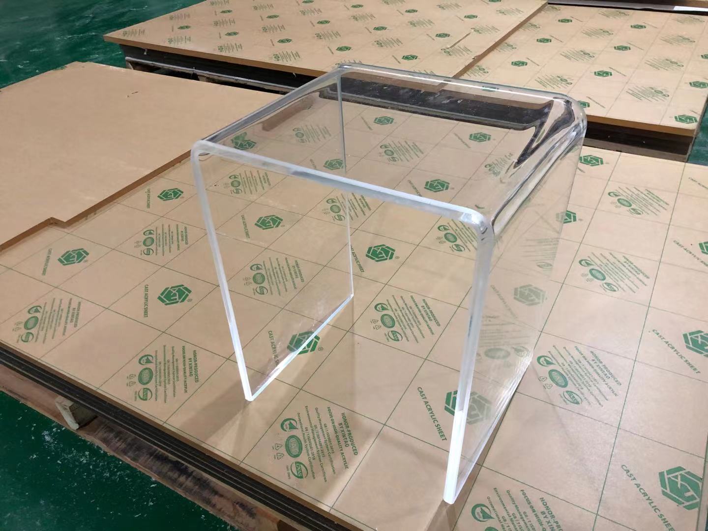 High transparent acrylic plexiglass U-shaped hot-bend stool table chair any size custom processing and polishing