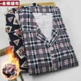 Демисезонный хлопковый бархатный лонгслив, пижама, для среднего возраста, большой размер