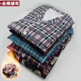 Демисезонный хлопковый бархатный лонгслив, пижама, для среднего возраста, большой размер