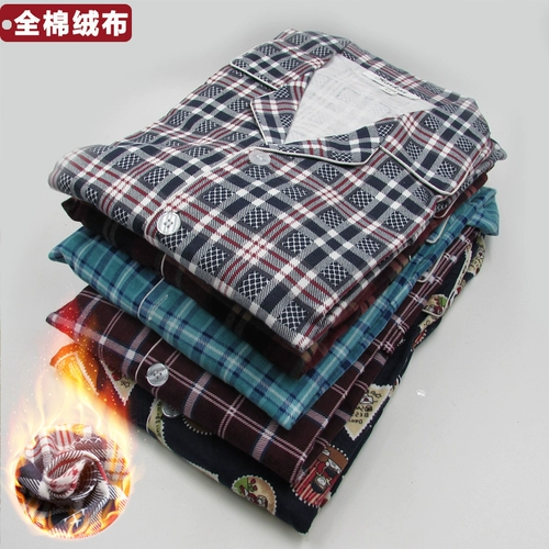 Демисезонный хлопковый бархатный лонгслив, пижама, для среднего возраста, большой размер