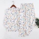 Хлопковый летний лонгслив, штаны, хлопковая тонкая пижама, 100% хлопок, круглый воротник