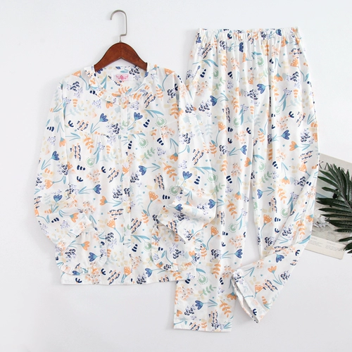 Хлопковый летний лонгслив, штаны, хлопковая тонкая пижама, 100% хлопок, круглый воротник