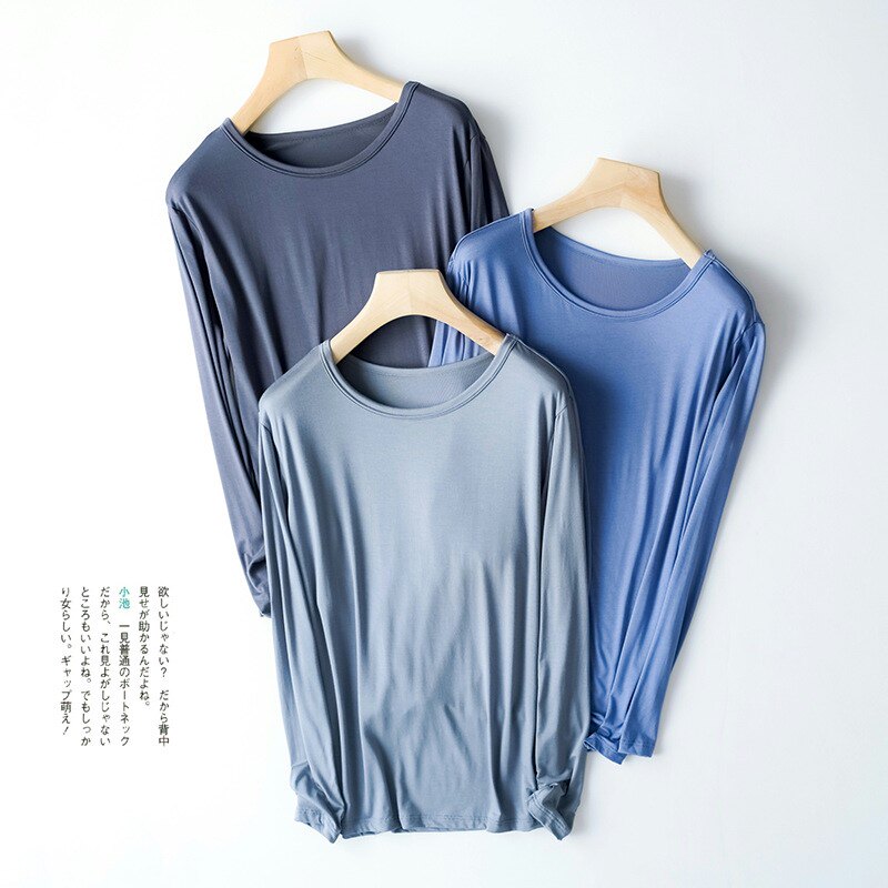 Spring and autumn Modale beating undershirt men's thin section Loose Warm Blouse Large Size size Home clothes T-shirts Underwear Autumn Clothes