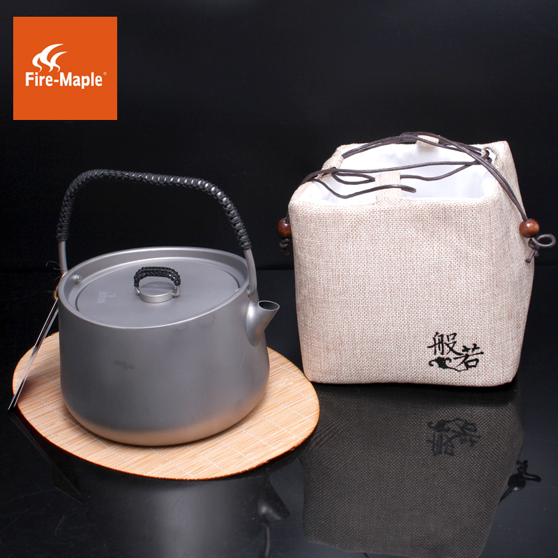 Fire maple Prajna pure titanium kettle teapot outdoor 1 liter kettle portable teapot coffee pot kung fu tea set