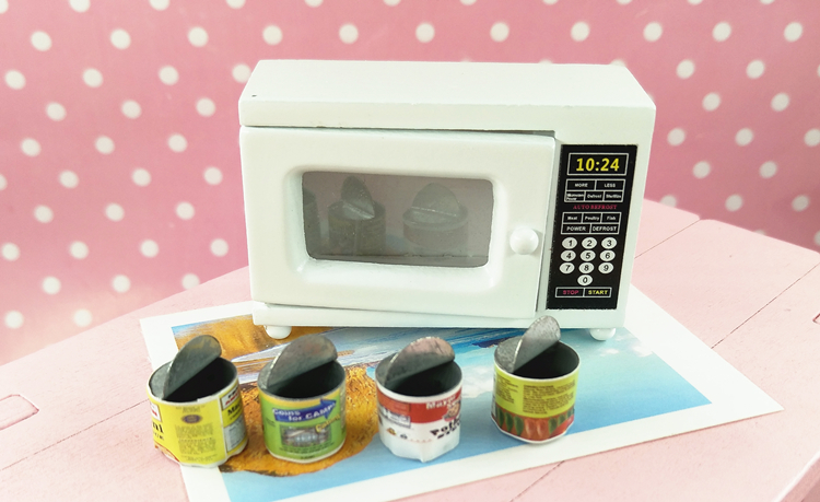 1:12 nhà búp bê đồ dùng nhà bếp búp bê lò vi sóng mini đồ nội thất nhà bếp đồ chơi mô hình phụ kiện Barbie - Phòng bếp chảo inox