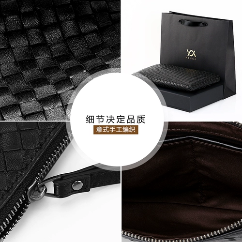 Мужская плетеная маленькая сумка клатч, вместительная и большая сумка с петлей на руку для отдыха, из натуральной кожи, 2020, новая коллекция