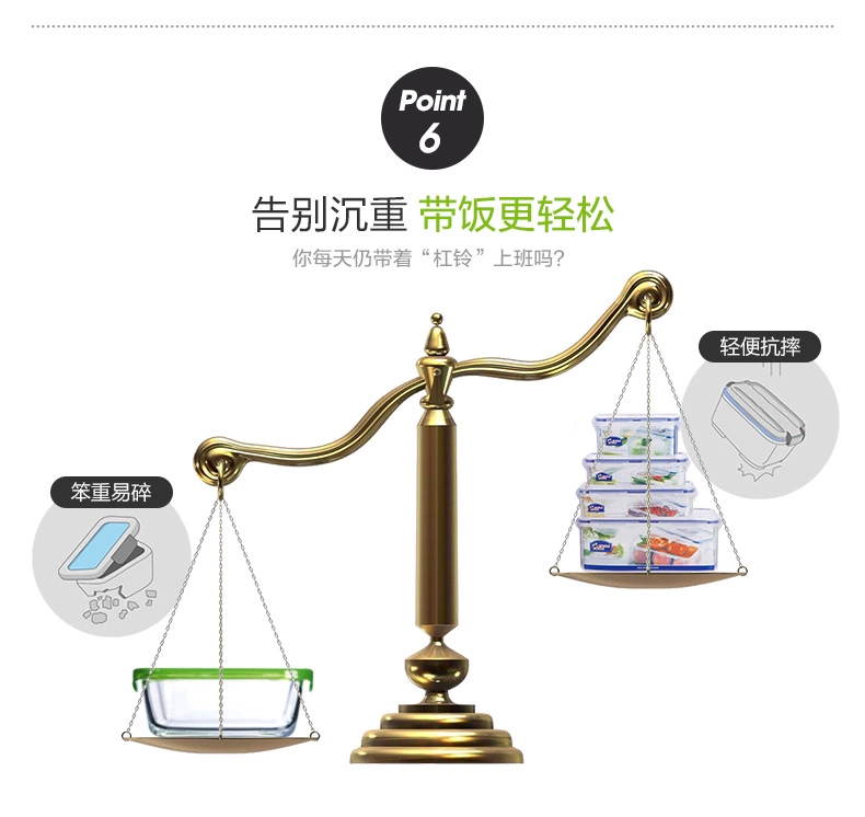 Khóa và khóa hộp lưu trữ hạm lưu trữ nhựa lò vi sóng hộp cơm trưa hình chữ nhật hộp kín hộp trái cây riêng biệt - Hộp cơm điện sưởi ấm hộp đựng cơm lock&lock