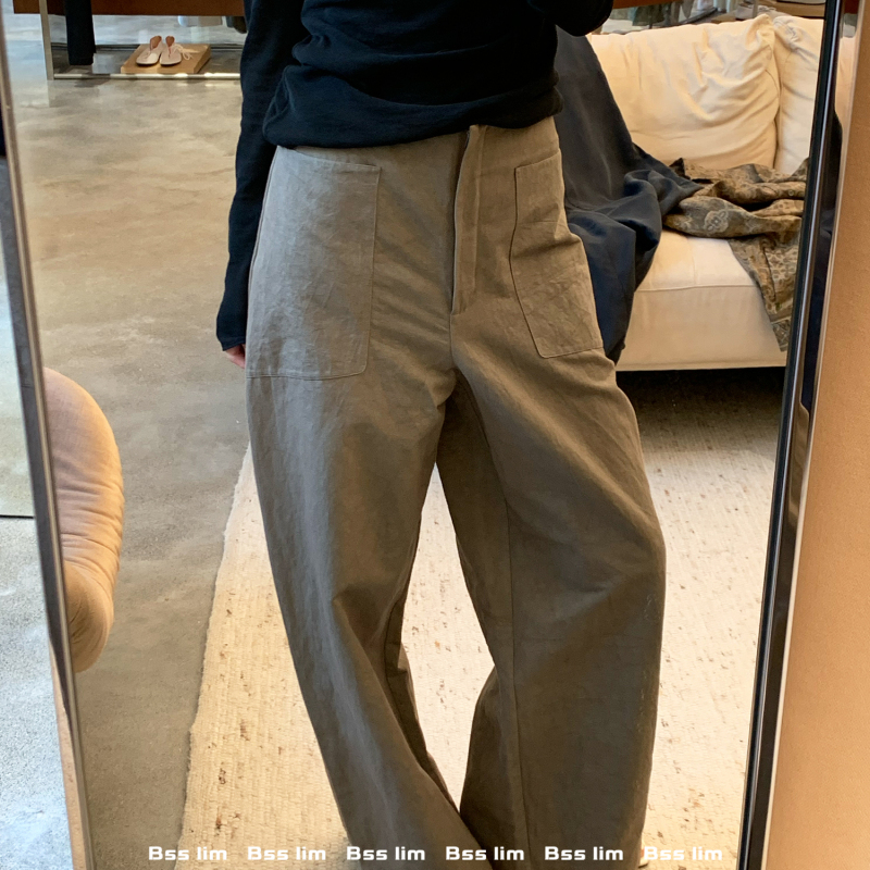 In Stock! Double-Pocket Straight-Leg Pants, Washed Cotton-Linen, High-Waisted, Loose-Fitting, Skin-Friendly, Casual, High-Quality Texture In Stock! Double-Pocket Straight-Leg Pants, Washed Cotton-Linen, High-Waisted, Loose-Fitting, Skin-Friendly, Casual, High-Quality Texture