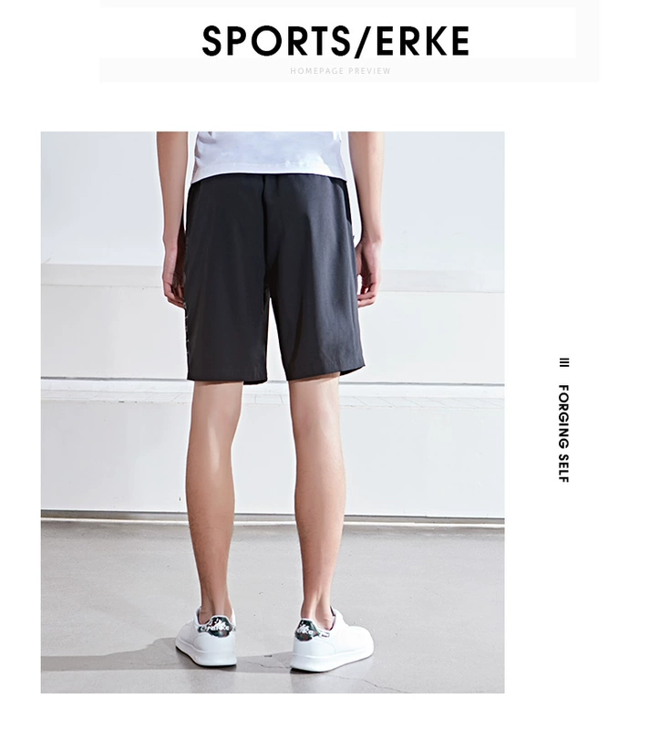 Erke / Hongxing Erke chính hãng mùa hè mới quần nam đẹp trai đen mềm mại thoáng khí quần short nam giản dị