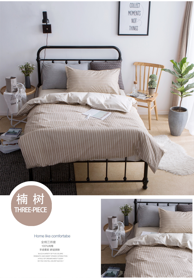 Sheets ba mảnh sinh viên ký túc xá duy nhất 0.9 m cotton phòng ngủ quilt cover pillowcase 1.2 m bộ đồ giường cô gái