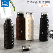 Music button glass cup summer single layer woven male and female students creative heat-resistant tea cup