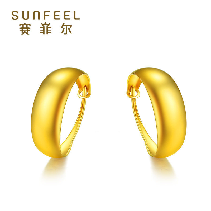 Saifir pure gold 999 9 gold earrings ear ring glossy earrings atmospheric rich fashion earrings send mom