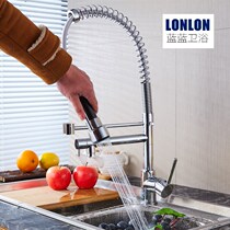 High Pressure Spring Kitchen Hot And Cold Taps Home Hotel Black Wire Drawing Island Bench Rotatable Wash Dishes Sink sink