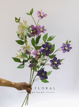 Simulation flower purple flower material Clematis round petal floral art landscaping space beauty Chen soft decoration floral art