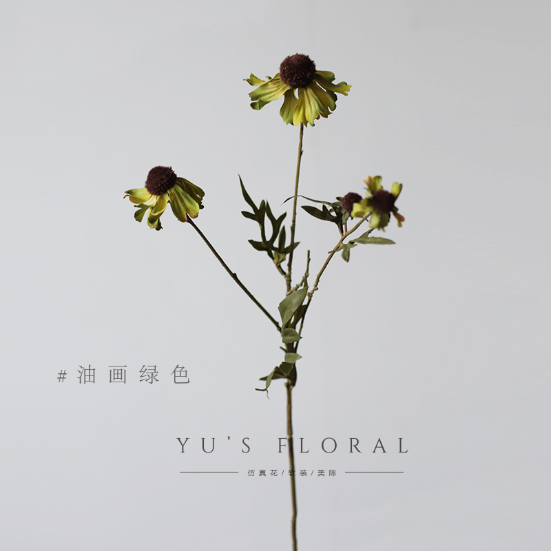 Artificial flowers, cat's eye chrysanthemum, earth tone flowers, retro style floral landscaping, home decoration, photography props