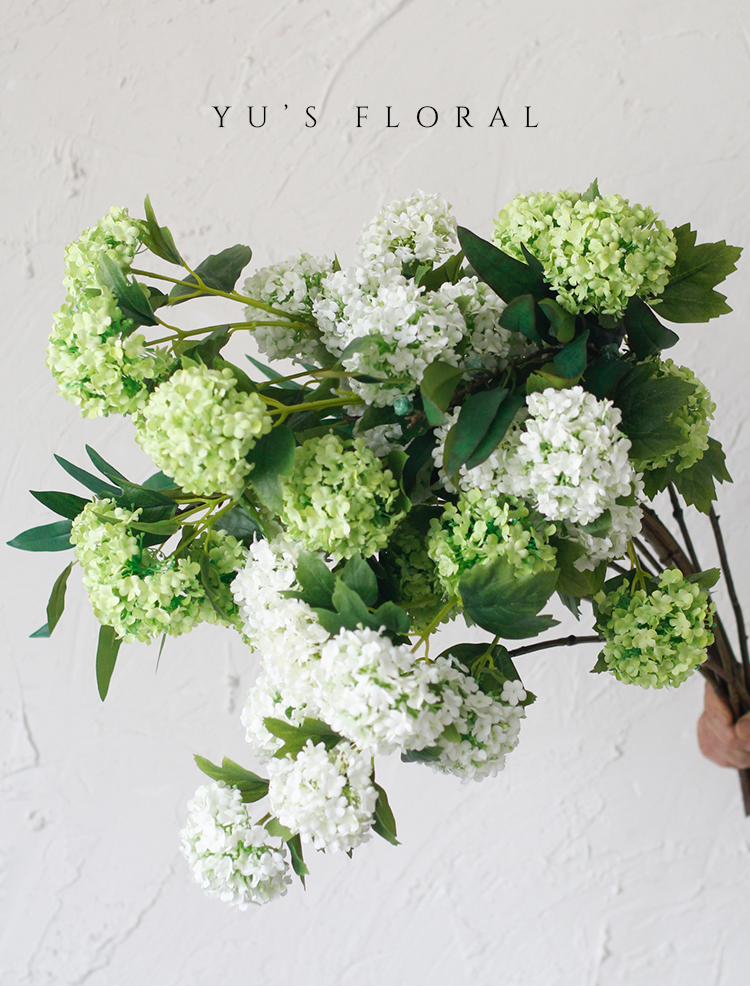 Artificial flower hydrangea, fresh white and green, home decoration, wedding decoration flower, photography landscaping decoration flower