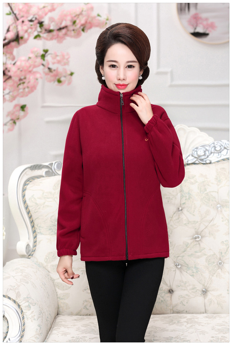 Áo khoác lông cho phụ nữ trung niên mùa thu và mùa đông Quần áo của mẹ cỡ lớn áo khoác lông cừu ngắn áo khoác tuổi trung niên