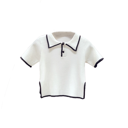 [Частная школа цветочная рубашка поло] Just Be Yoo/Sweet Baby's Pure Contrast Polo рубашка Polo