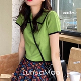 [Частная школа цветочная рубашка поло] Just Be Yoo/Sweet Baby's Pure Contrast Polo рубашка Polo