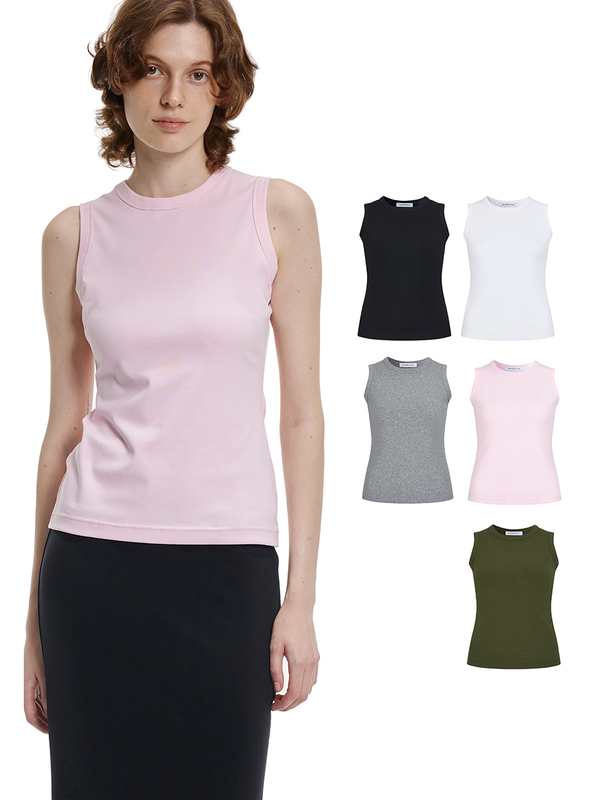 Silverlotus Summer Sleeveless Round Neck Vest Slim Fit Top