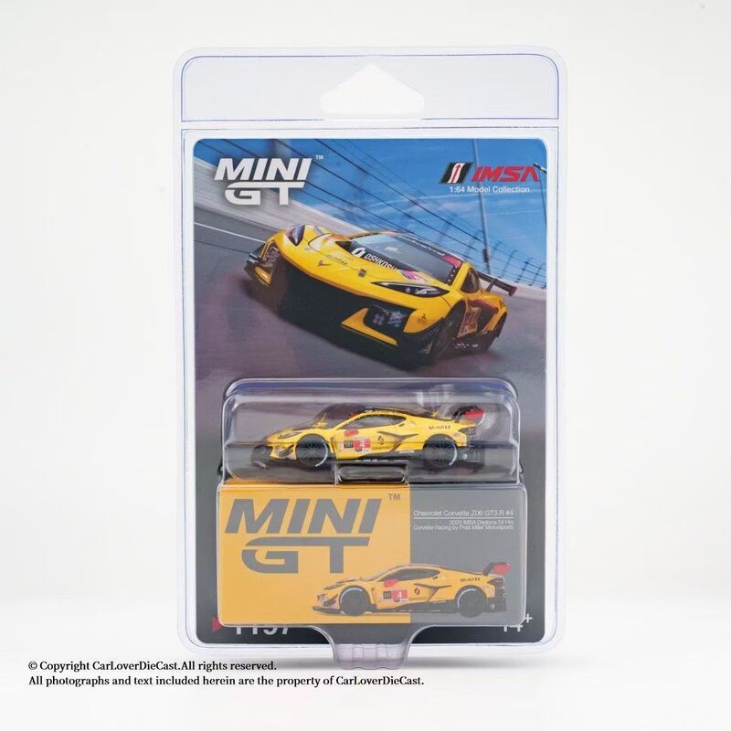 Minigt 1:64 # 1197 Corvette Z06 Gt3R Yellow Alloy Car Model Replica for Collection