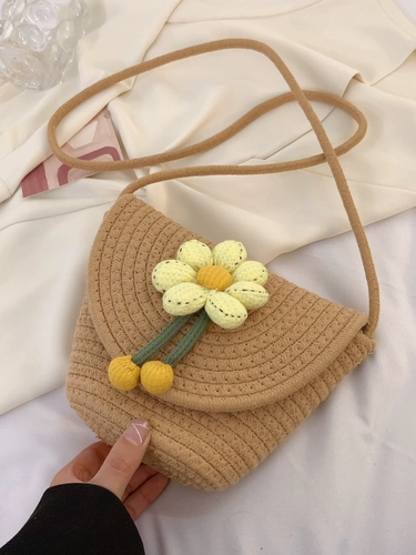 Брендовая соломенная сумка через плечо, плетеная универсальная пляжная сумка на одно плечо, коллекция 2023, в цветочек