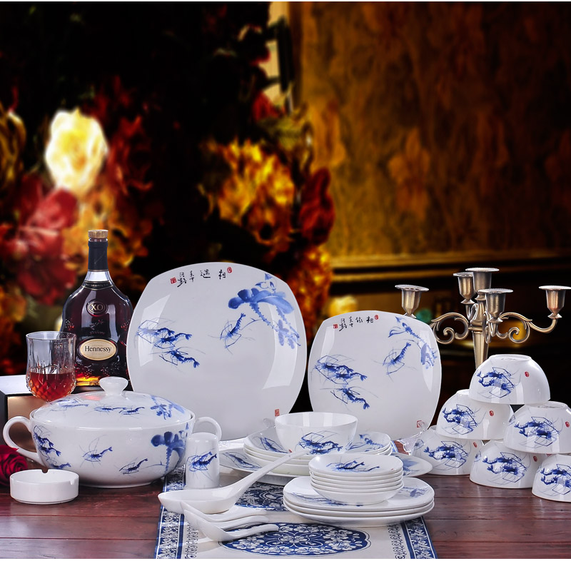 Red xin 56 head of jingdezhen ceramic tableware suit to use dishes Chinese porcelain tableware tableware ceramic bowl