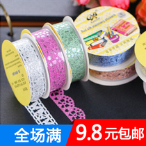 diy photo album accessories gold powder glitter hollow lace decorative tape black card handmade lace stickers