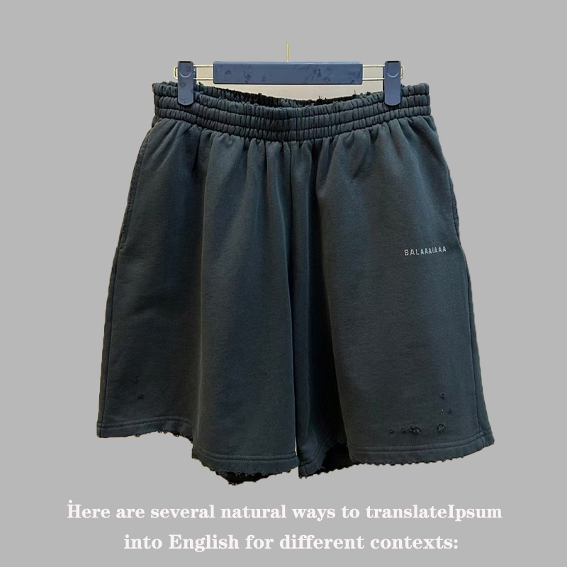 Ceiling】Parisian Style Trendy Rhinestone Letter Distressed Pure Cotton Loose Sports Casual Shorts Beach Shorts for Men and Women